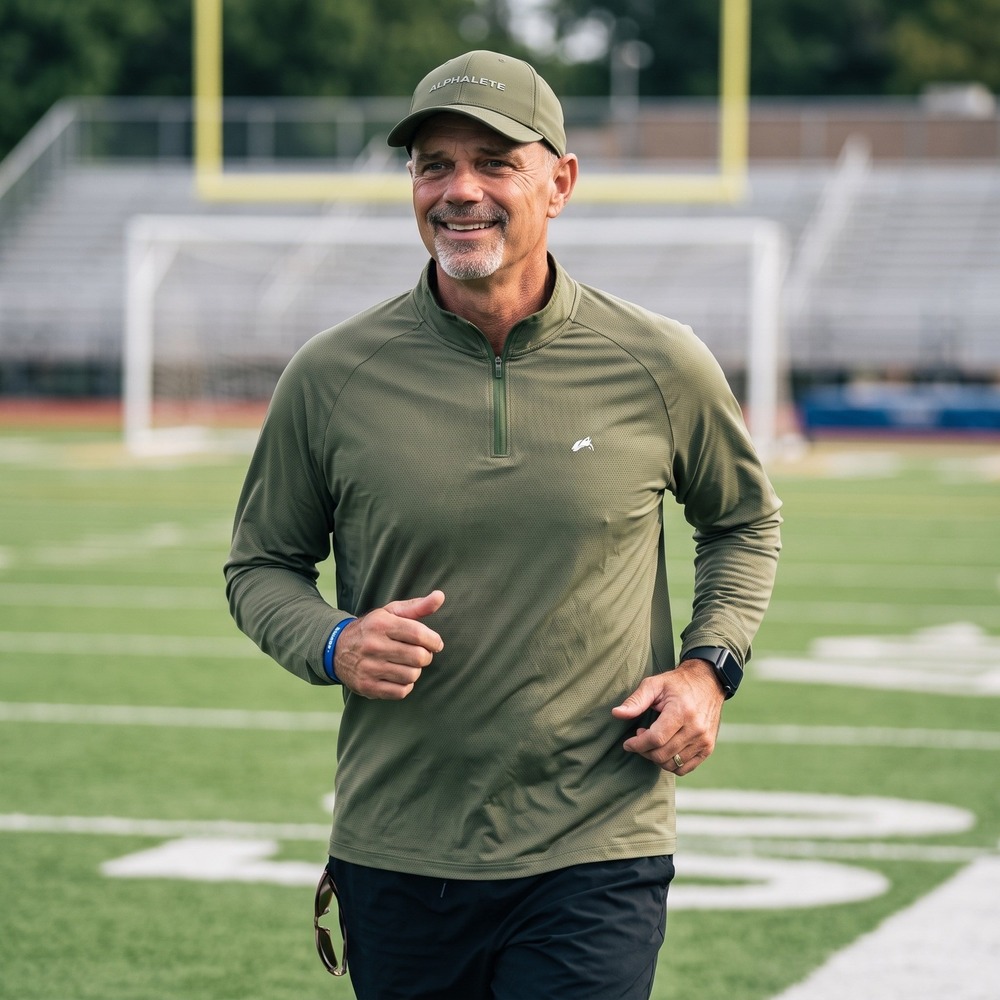 Alphalete Mens Quarter Zip Pullover Olive Green Long Sleeve Training Top Size M
